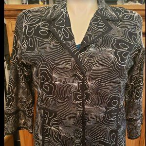 Chicos  SZ 2 Jacket Black with white floral stitch sz 2 Medium